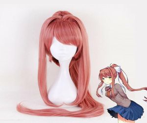 Juego Doki Doki Literature Club Monika Cosplay Wig Brown Long Ponytail Hair 95cm2460105