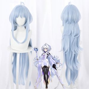 Game Fgo Fate Grand Order Prototype Merlin Costume Accessoires Cosplay Wig Synthetische blauwe haren voor Halloween -feest