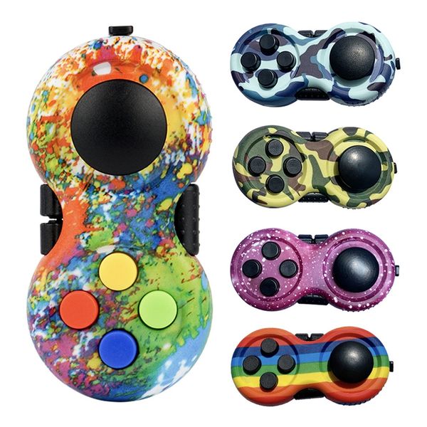 Juego Fidget Pad Toy Spinner Rainbow Coloful Camo Controller ADHD Autismo Ansiedad Alivio del estrés Fun Magic Desk Handle Squeeze Toys Antiestrés para adultos DHL