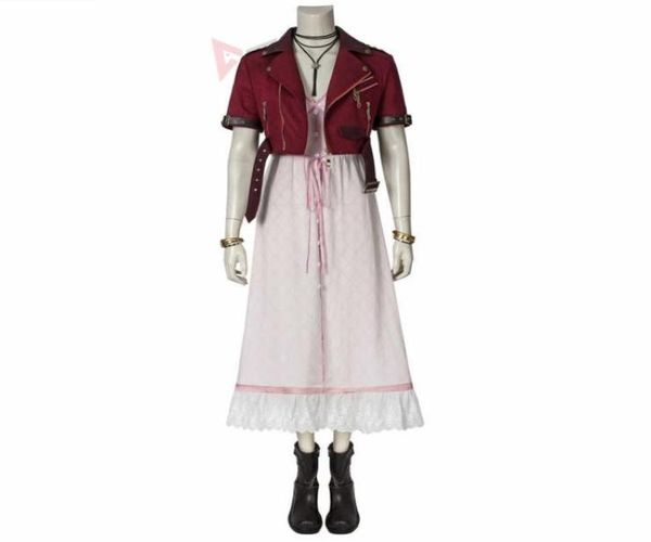 Juego Final Fantasy VII Cosplay Aerith Gainsborough Disfraz de disfraces Botas Halloween Set para mujeres Carnival Adulto Y09037951916