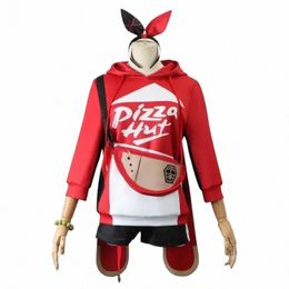 Jeu Genshin Impact Cosplay Costume Ambre Femmes Serveur De Pizza Bel Uniforme Halen Costume De Fête 67gi #