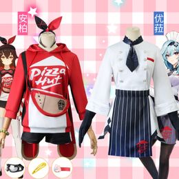 Jeu Genshin Impact Cosplay Costume Amber eula Lawrence Women Pizza Waiter Lovely Uniform Halloween Party Suit