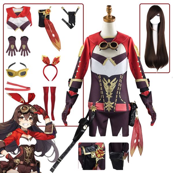 Spiel Genshin Impact Cosplay Kostüm Bernstein Cosplay Kostüm Perücke Frauen Rote Kleidung Halloween Kostüm Top Hose Uniform Jumpsuitcosplay