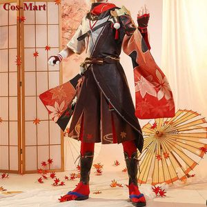 Game Genshin Impact Kaedehara Kazuha Cosplay Costume Handsome Printed Kimono Combat Uniform Activity Party Role Play Clothing Y0903