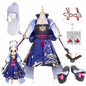 Jeu Genshin Impact Kamisato Ayaka Cosplay Costume Ayaka Kamisato Cosplay Pour Femmes Anime Robe Halloween Perruque Chaussures Outfit Y0903