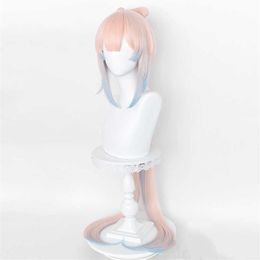 Game Genshin Impact Kokomi Cosplay Wig Long Light Pink Blue Heat Resistant Synthetic Hair S Cap Y0913212S