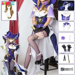 Game Genshin Impact Lisa Cosplay Kostuum Pruik Hoed Anime de Bibliothecaris Sexy Jurk Halloween Party Kleding voor Vrouwen Meisjes cosplay