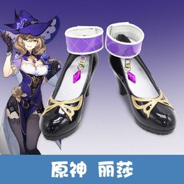 Jeu Genshin Impact Lisa Cosplay sur mesure talons hauts femmes Halloween carnaval fête Anime jeu de rôle chaussures