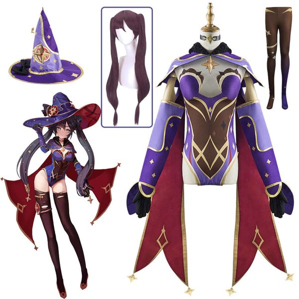 Jeu Genshin Impact Mona Cosplay Costume filles femmes Halloween carnaval fête Costume robe Sexy uniforme Cosplay perruque Outfitcosplay