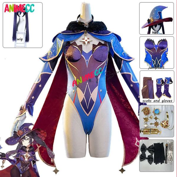 Costume de jeu Genshin Impact Mona pour filles et femmes, robe Sexy de fête de carnaval d'halloween, uniforme de perruque de Cosplay, tenue de cosplay