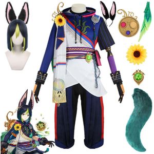 Juego Genshin Impact Tighnari disfraz de Cosplay traje de cola con orejas accesorios Halloween carnaval ropa Animecosplay