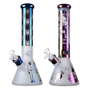 Juego Glass Hookahs Beaker Bong Straight Tube Big Bongs Tubos de agua de 13 pulgadas 18 mm Joint Oil Dab Rigs con downstem difuso