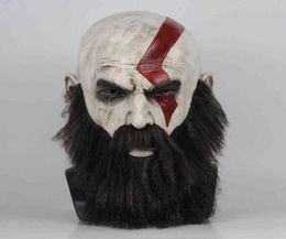 Game God of War 4 Kratos Mask avec barbe cosplay horreur de latex Party Masques Halloween Scary accessoires L2205309597283