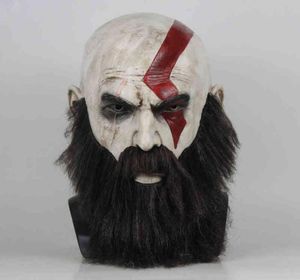 Game God of War 4 Kratos Mask met baardcosplay horror latex party maskers helm Halloween Scary Props L2205301762544