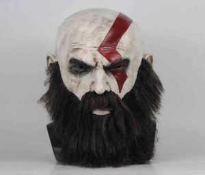 Game God of War 4 Kratos Mask avec barbe cosplay horreur de latex Party Masques Halloween accessoires effrayants l2205306831532