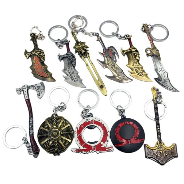 Game God of War Keychain Kratos Ax Léviathan Chaînes clés Blades de chaos Sac de porte-clés Car Pendentif Llaveros Bijoux