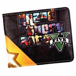 Game Grand Theft Auto V portefeuille avec Coin Pocket Men's Bi Fold Purse C6PT #