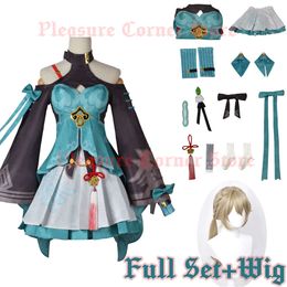 Game Honkai Star Rail Qingque Cosplay Kostuum Volledige Set met Accessoires Qing Que Hittebestendige Synthetische Cosplay Kostuum Wigcosplay