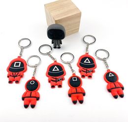 Game Keychain Soldier Triangle Party Series Creative Charms 2d Mini Doll Figurine Key Ring Car Backpack Hanger Gift Ornament Part7203278