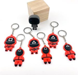 Game Keychain Soldier Triangle Party Series Creative Charms 2d Mini Doll Figurine Key Ring Car Backpack Pendant Gift Ornement Part7203278