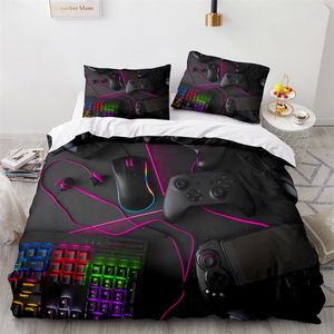 Game King Queen Duvet Cover 3D Black Game Handgreep Beddengoed voor kinderen tieners jongens man gamer slaapkamer decor quilt covercase