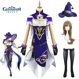 Juego Lisa Minci Cosplay Genshin Impact Cosplay disfraz peluca vestido Sexy sombrero Halloween carnaval fiesta disfraz para mujeres Childcosplay