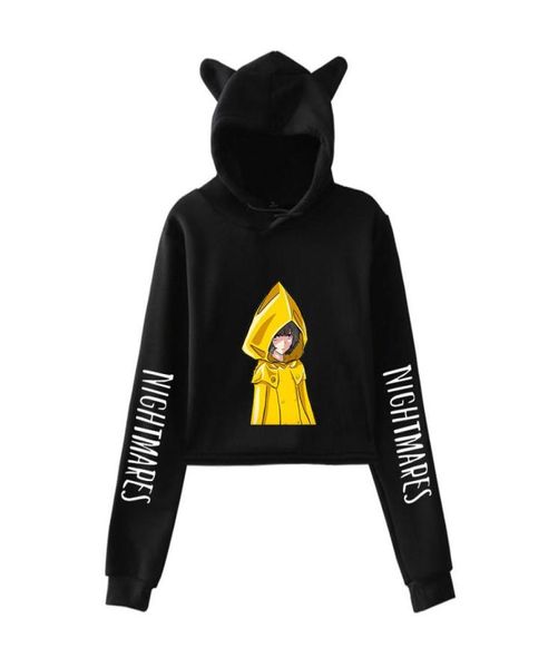 Juego Little Nightmares 2 Six and Mono Crop Hop Hop Hop Streetwear Kawaii Cat Ear Sweatshirt Short Streetwear9494811