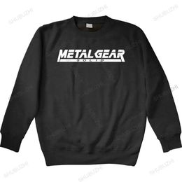 Juego MGS Metal Gear Carta sólida Impreso Hombres Hombres Sudadera con capucha Sudadera Manga larga Algodón Camisetas Masculina Estilo fino 240326