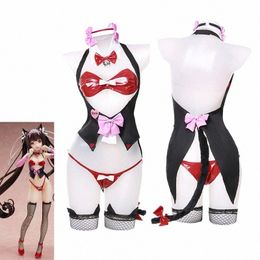 Game NEKOPARA Chocola Cosplay Kostuum Lolita Kunstleer Bunny Girl Maid Uniform Chocola en Vanille Leuke Dr 37uA #