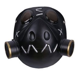 Juego OW Roadhog Cosplay Máscara Original Diseñado Mako Rutledge Negro Máscara de resina suave Halloween Cosplay Traje Prop para hombres T200304J