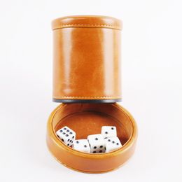 Game Silent Dice Cup Brown Leather Pu Sieve Cup Flannelette Dice Cup Barware Party Props Whisky Bar Decoration