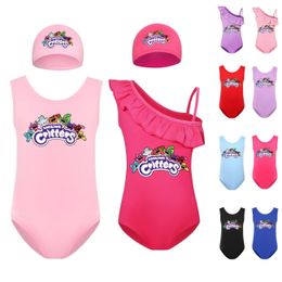 Jeu Souriant Crivers Swimsuit Girls Catnap Catnat Vêtements Kids Carooon Print Ruffles Bikini Baby Girl Summer Sling Swimwear 240412