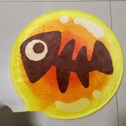 Alfombra chispeada de juego 3 rol de salmón forma de hueva defu alfombra de terciopelo 50 cm linda teta de puerta circular Kawaii alfombra de dormitorio decoración del hogar 240508