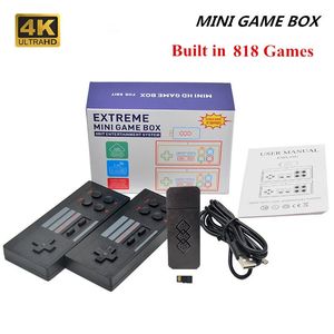 Game Stick Players Extreme Mini Box Sortie HD Console sans fil Retro Classic 818 Jeu 4K Prise en charge 8 bits Manettes de jeu Contrôleur Dual Player