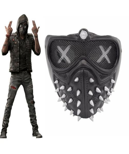 Game Watch Dogs 2 Wd2 Mask Marcus Holloway Wrench Cosplay Rivet Face Mask Half Face Pvc Mask Party Cosplay Proppoys Horror Watchdog6075209