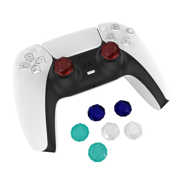 Manette de jeu Clear 3D Diamond Cutting Analog Joystick Cap Thumb Stick Cover pour PS5 Wireless Controller Acrylique Crystal Thumb Grip Fedex DHL EMS LIVRAISON GRATUITE