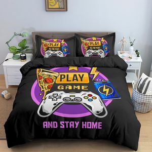 Juego de cubierta nórdica de gamepad con funda de almohada gemela rey para niños para niños niñas adolescentes juego de cama de ropa de cama de poliéster