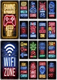 Gamepad Vintage Metal Painting Neon Light Glow Lettrage Decorative Tin Sign Room Wall Art Plaque Modern Home Decor Aesthetic3074012
