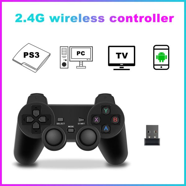 GamePads 2.4g Wireless GamePad pour les consoles de jeux vidéo / PS3 / PC / Game HDD / Smart TV Box / Téléphone Game Controller USB Joystick Game Accessoires