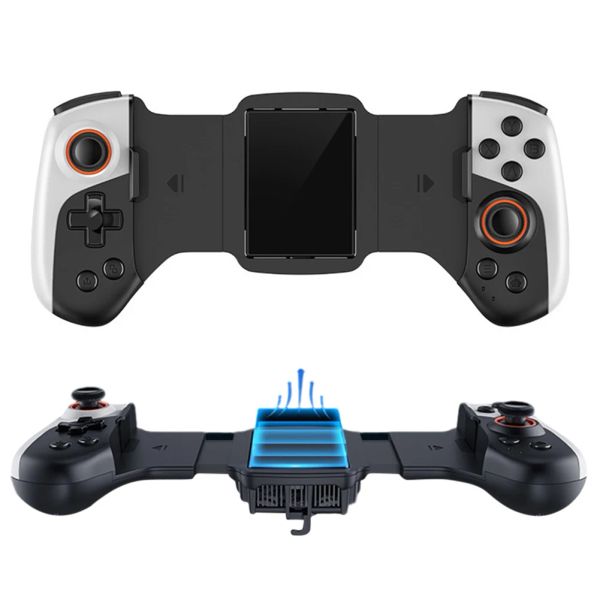 GamePads 2 en 1 Contrôleur de jeu mobile sans fil Type C Téléphone de refroidissement Contrôleur de jeu Double Joystick pour iPhone Android Phone Switch PC