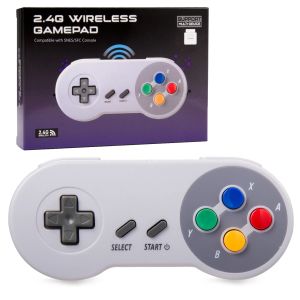 Gamepads 2 Pack SNES 2.4 G Wireless Retro Gamepad Joystick Classic Controller compatible avec SNES / SFC Game Console Multicolor