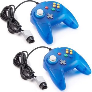 GamePads 2 Packs Classic Mini 64 Wired Remote Controller Game Pad Joystick pour N64 Video Game System N64 Console Ocean Blue