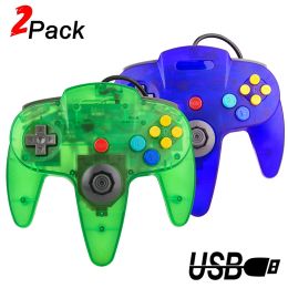 GamePads 2pcs N64 USB Wired Gamepad N64 Controller Gamepad Joystick Classic N64 Game Pad Retro Games pour ordinateur portable PC / Mac Windows