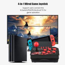 GamePads 4in1 USB Game Wired Joystick Retro Arcade Station Turbo Games Console Rocker Fighting Controller pour PS3 / Switch / PC / Android TV