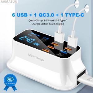 Gamepads 8 ports Quick Charge 3.0 Affichage LED Chargeur USB pour Android iPhone Adapter Télettet Tablette Fast Charger pour Xiaomi Huawei Samsung