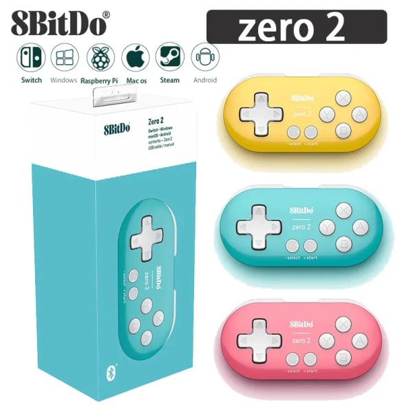 Gamepads 8BitDo Zero 2 Bluetooth Gamepad juego Mini controlador de juegos para Nintendo Switch Raspberry Pi Steam Windows macOS Android