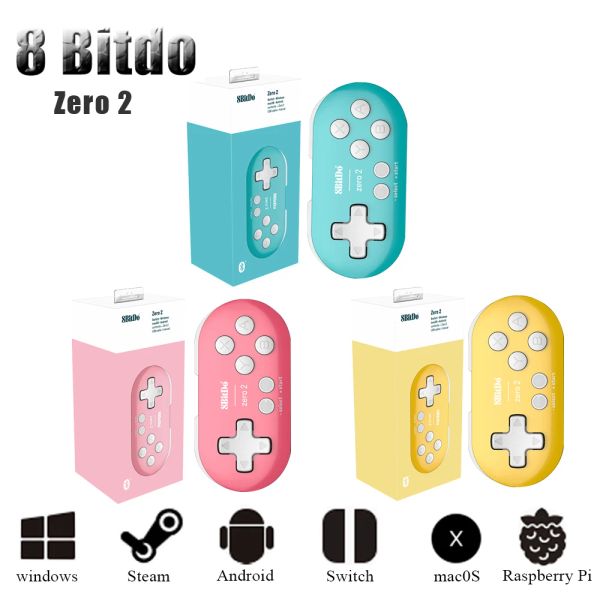 GamePads 8bitdo Zero 2 Mini Bluetooth Gamepad Controlador de juego de juego para N Switch para Windows Android para OS Steam Raspberry Pi GamePads