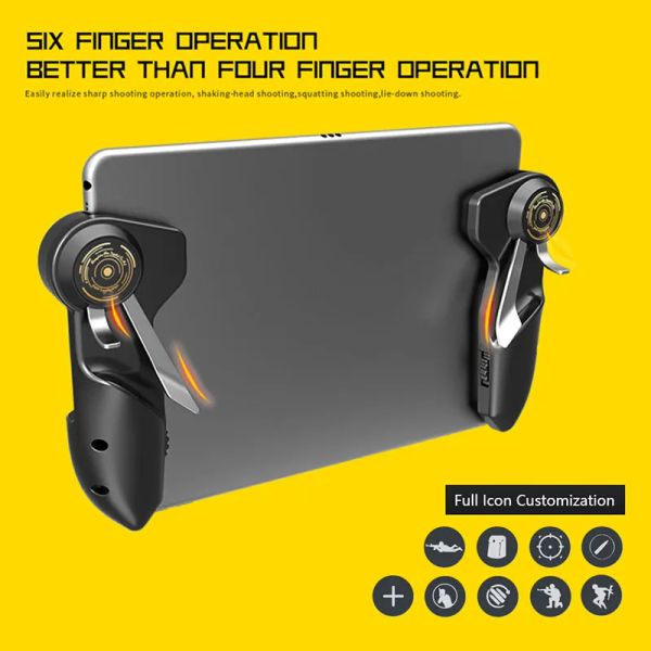 GamePads akpad6k pour le contrôleur de jeu PUBG six doigt L1 R1 Bouton de feu de feu Trigger Gamepad Joystick pour iPad tablette jeu