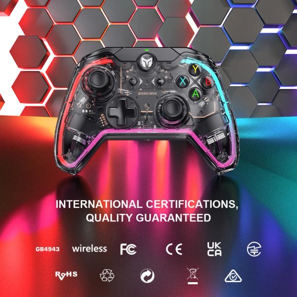 Gamepads BIGBIG WON Rainbow C1 somatosensorial mando con cable Joystick para Nintendo Switch consola de juegos de PC sin demora carcasa transparente