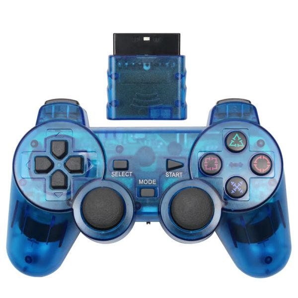 GamePads Contrôleur de jeu de couleurs transparentes cool pour le contrôleur de vibration Sony PS2 Gamepads 2,4 GHz Gamepad pour PlayStation 2